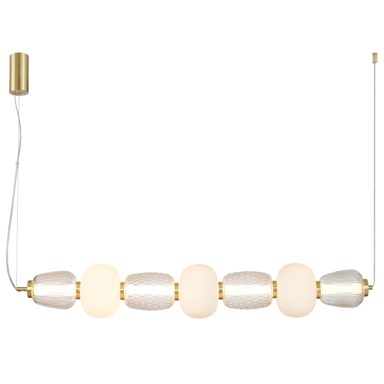 Lampa wisząca CARO GOLD 42W LED to eleganckie oświetlenie nad stół lub wyspę kuchenną. Złoty kolor i szklane klosze tworzą nowoczesny design, a ciepła barwa 3000K zapewnia przytulny klimat.