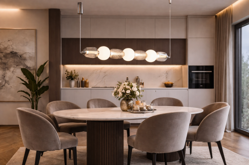 CARO SILVER ML0366 to nowoczesna lampa wisząca z dekoracyjnymi kloszami. Chrom i szkło tworzą elegancki styl glamour, idealny do kuchni, jadalni lub salonu.