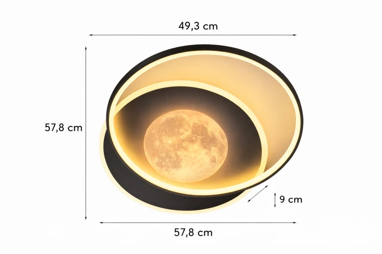 Lampa sufitowa moon light DESULO to nowoczesne oświetlenie z efektem 3D księżyca. Idealna do wnętrz glamour, loft i minimalistycznych.
