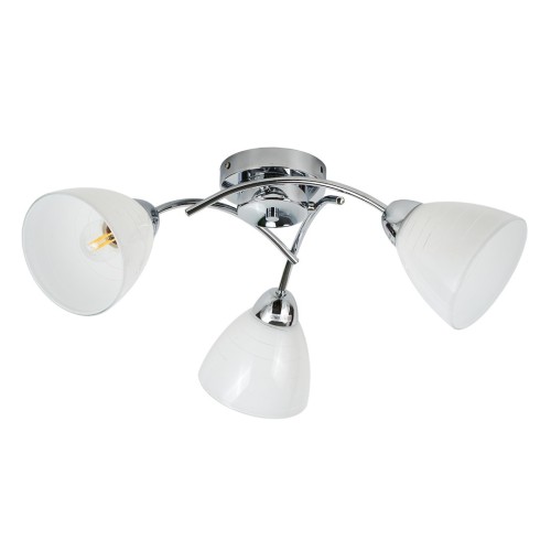 Lampa sufitowa CLARA 3xE27 chrom to elegancki plafon do salonu, sypialni lub korytarza. Mleczne klosze rozpraszają światło, tworząc przytulny klimat. Nowoczesny design i funkcjonalność w jednym