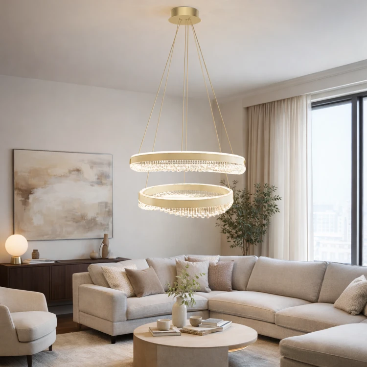 Lampa ring PRECIOSA ML1000 LED 85W 5500 lm w kolorze Brushed Gold to połączenie stylu i funkcjonalności. Nowoczesny design, regulowana wysokość i neutralne światło 4000K sprawdzą się w każdym wnętrzu.