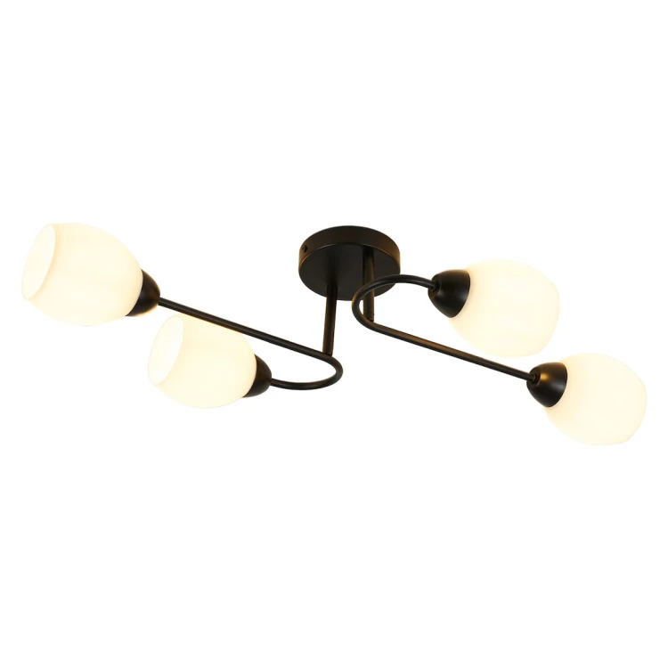 Stylowa lampa sufitowa KING BLACK z czterema punktami światła doskonale sprawdzi się w nowoczesnych wnętrzach. Czarna konstrukcja i szklane klosze nadają elegancki i ponadczasowy charakter.