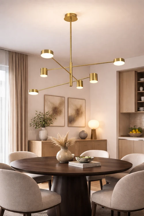 Lampa REMDAL Italux 36W LED to designerskie oświetlenie sufitowe. Złota konstrukcja i 6 źródeł światła LED tworzą efektowny wygląd. Neutralna barwa 4000K sprawia, że lampa doskonale sprawdzi się w codziennym użytkowaniu.