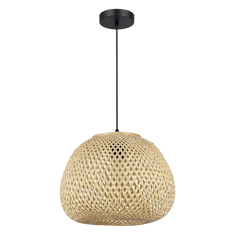 Czarna lampa wisząca z bambusowym kloszem to idealny wybór do wnętrz skandynawskich i nowoczesnych. Subtelne światło i naturalne materiały tworzą harmonijną przestrzeń.