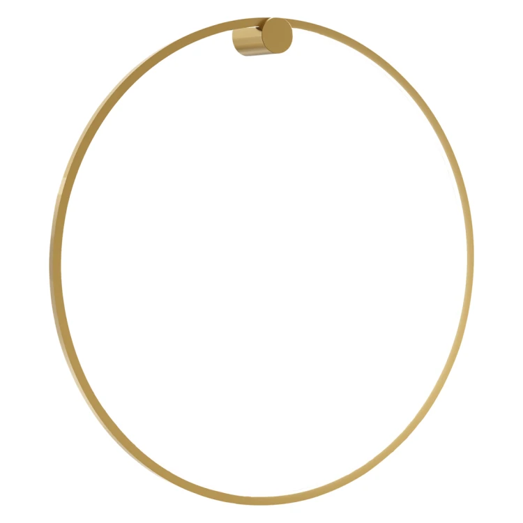 Złoty kinkiet pierścieniowy LED SATURNO 80 cm zamontowany nad umywalką w nowoczesnej łazience. Duży ring zapewnia równomierne oświetlenie twarzy, a elegancka forma podkreśla styl glamour i minimalistyczny wnętrza.