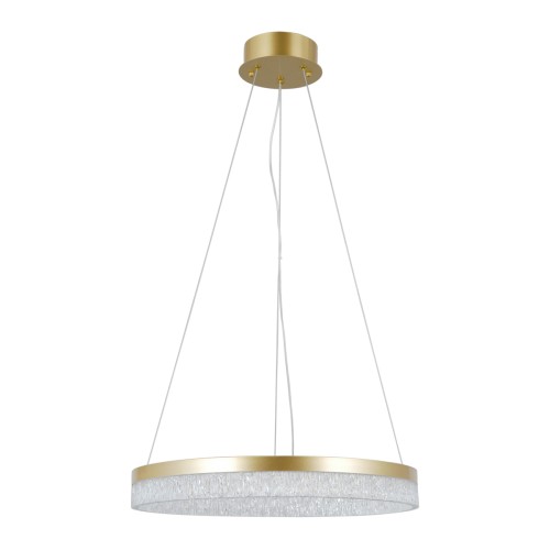 Nowoczesna lampa wisząca Pantal 50 cm w kolorze złotym z pojedynczym ringiem LED. Minimalistyczna forma i delikatne światło sprawiają, że idealnie pasuje do salonu, jadalni lub sypialni.