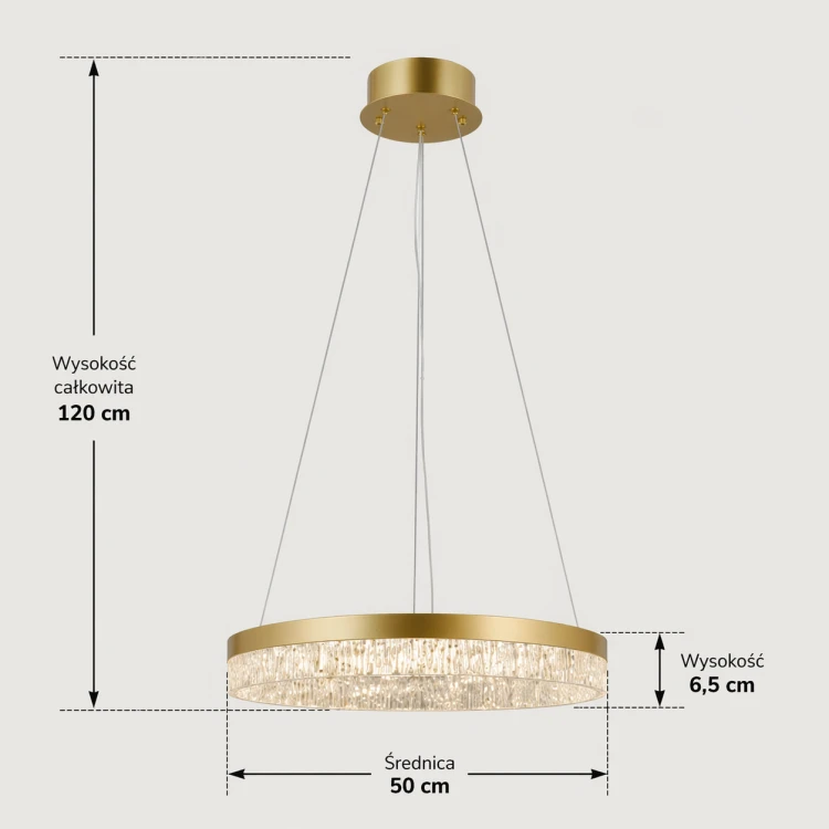 Stylowa lampa sufitowa Pantal LED 50 cm w kolorze złotym. Oświetlenie idealne do salonu, sypialni lub jadalni, zapewniające elegancki wygląd i funkcjonalność.