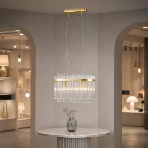 Nowoczesna lampa BONTE Italux w kolorze złotym to stylowe oświetlenie nad stół. Transparentne klosze i owalny kształt dodają lekkości, a 2 źródła światła E27 zapewniają funkcjonalność i przytulny klimat w pomieszczeniu.