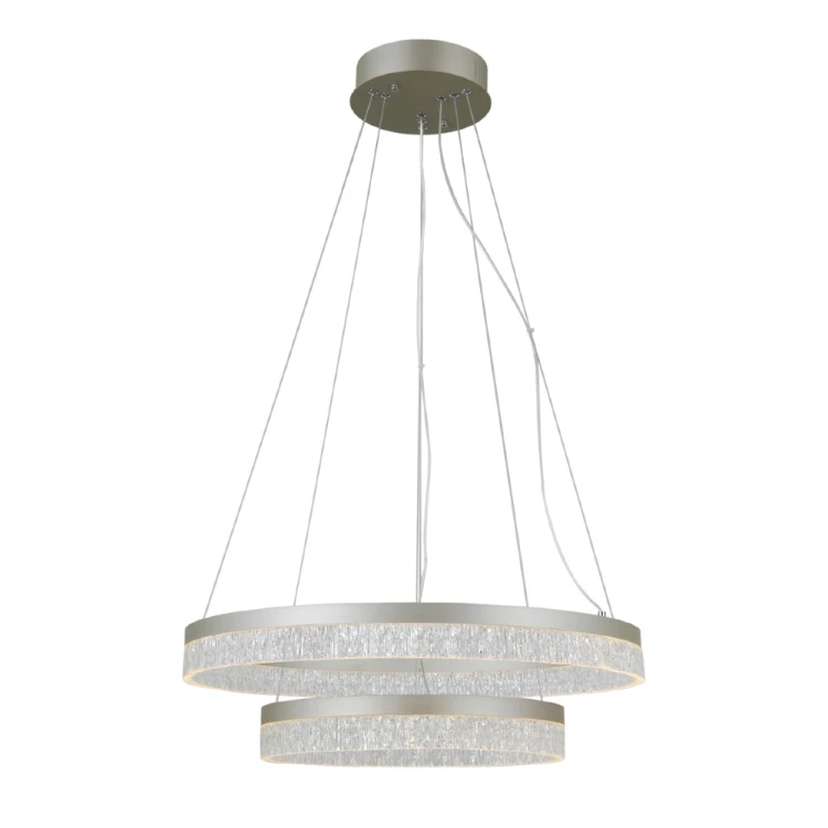 Lampa sufitowa PANTAL 36W LED Italux w aranżacji salonu. Nowoczesny design i eleganckie ringi tworzą efektowny klimat w pomieszczeniu.