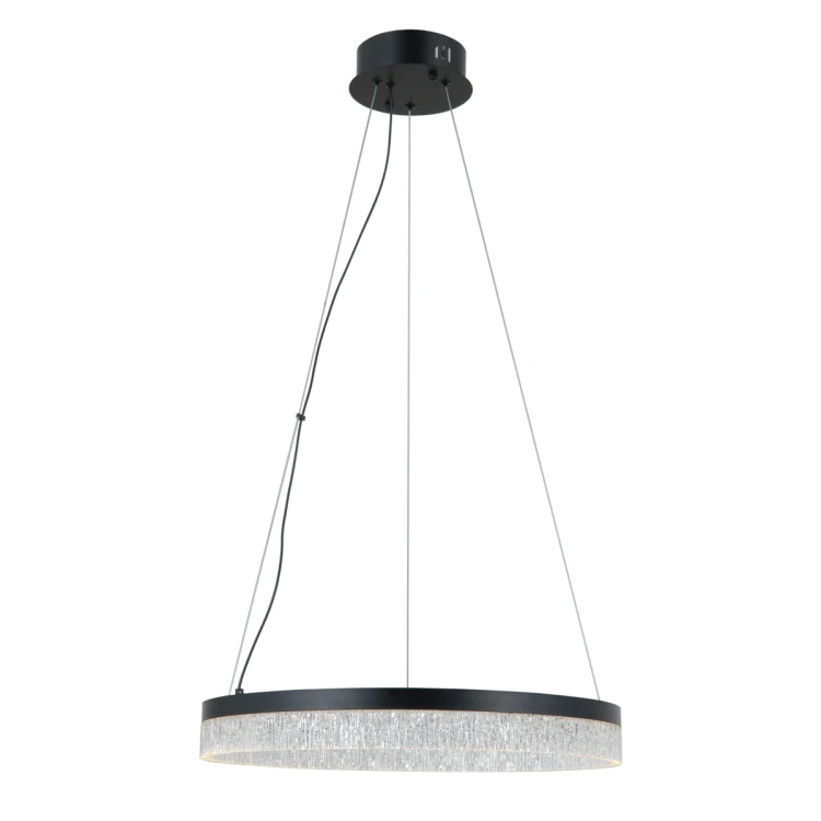 Czarna lampa wisząca PANTAL Italux z jednym ringiem LED. Stylowe i funkcjonalne oświetlenie do nowoczesnych i loftowych wnętrz.