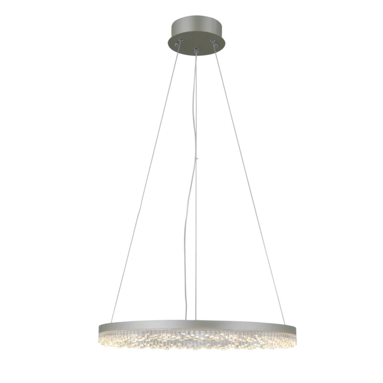 Lampa wisząca BARLO Italux 22W LED CCT to nowoczesne oświetlenie z regulowaną wysokością i efektem kryształków. Idealna do salonu, kuchni i sypialni.