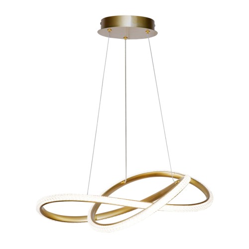 Nowoczesna lampa wisząca ALMERA 32W LED w kolorze złotym to elegancki design z efektem kryształków. Oferuje 3580 lm oraz 3 barwy światła (3000K/4000K/6000K). Idealna do salonu, jadalni i sypialni.