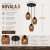 Lampa sufitowa NOVALA 3 to nowoczesne oświetlenie z czarną konstrukcją i szklanymi kloszami w kolorze brązowym. Doskonała do wnętrz loftowych i nowoczesnych.
