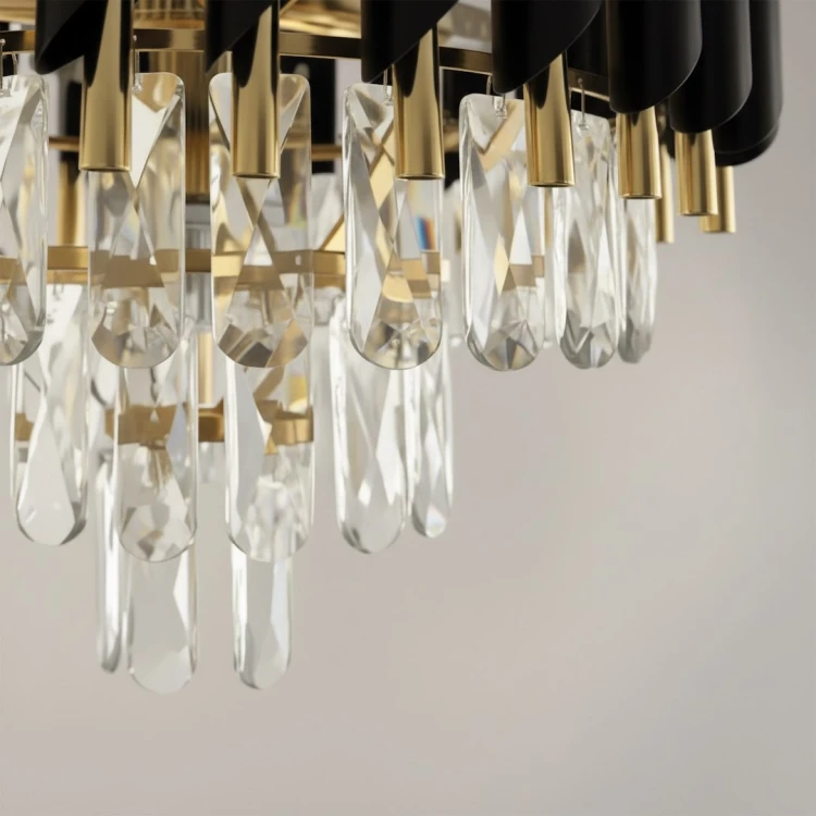 Cristal 7xE14 to elegancka lampa sufitowa z kryształami, która wnosi luksusowy klimat do wnętrza. Doskonała do salonu, sypialni lub nad stół. Styl glamour i nowoczesny design w jednym.