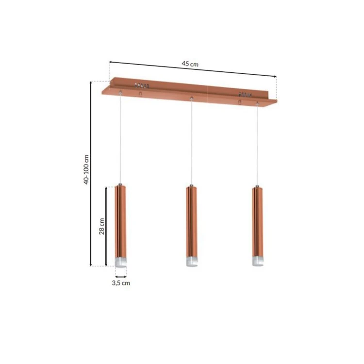 Stylowa lampa COPPER ML985 to połączenie minimalizmu i funkcjonalności. Miedziane wykończenie i trzy punkty świetlne tworzą efektowną aranżację. LED 3x5W 4000K zapewnia jasne i komfortowe światło do nowoczesnych wnętrz.
