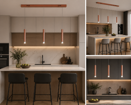 Nowoczesna lampa COPPER ML985 w kolorze miedzianym to idealne rozwiązanie do kuchni i jadalni. Trzy smukłe tuby (3,8 cm) tworzą designerską kompozycję. LED 3x5W 1050 lm i neutralne światło 4000K gwarantują funkcjonalność i styl.