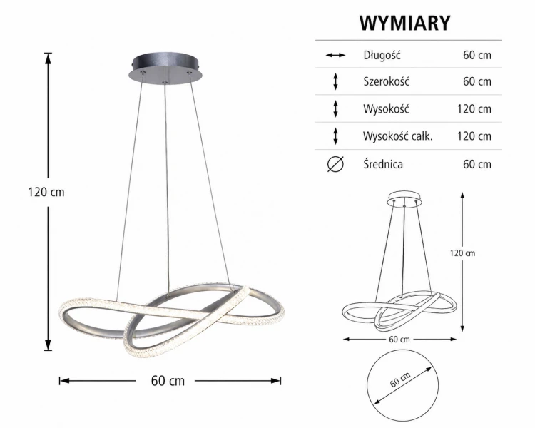 Stylowa lampa wisząca ALMERA LED 32W w srebrnym kolorze z efektem kryształków tworzy wyjątkowy klimat we wnętrzu. Jasność 3580 lm i regulowana wysokość do 120 cm sprawiają, że świetnie sprawdzi się nad stołem lub w salonie.
