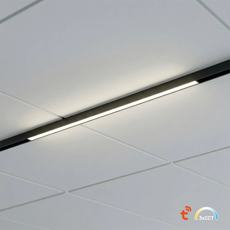System szynowy LED 48V 20W to funkcjonalne oświetlenie do nowoczesnych wnętrz. Strumień 1600 lm, regulacja barwy światła i ściemnianie pozwalają stworzyć idealny klimat. Minimalistyczna forma i czarne wykończenie pasują do każdego pomieszczenia.