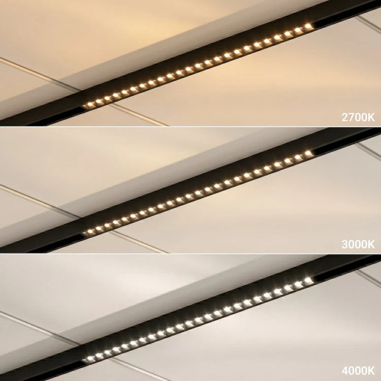 Czarny system szynowy LED 48V 10W 690 lm doskonale sprawdzi się w nowoczesnych aranżacjach. Dzięki kątowi świecenia 24° precyzyjnie oświetla wybrane strefy, a regulacja barwy i ściemnianie zwiększają funkcjonalność.