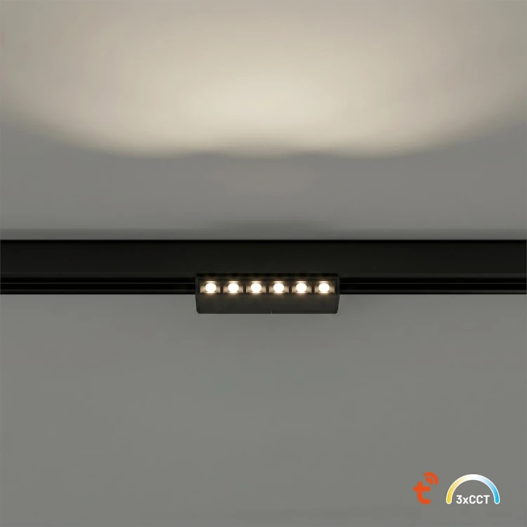 System oświetleniowy 48V LED w kolorze czarnym to połączenie designu i funkcjonalności. Moc 6W, 360 lm, CRI≥90 oraz możliwość zmiany barwy światła i ściemniania sprawiają, że idealnie dopasujesz oświetlenie do każdego wnętrza.