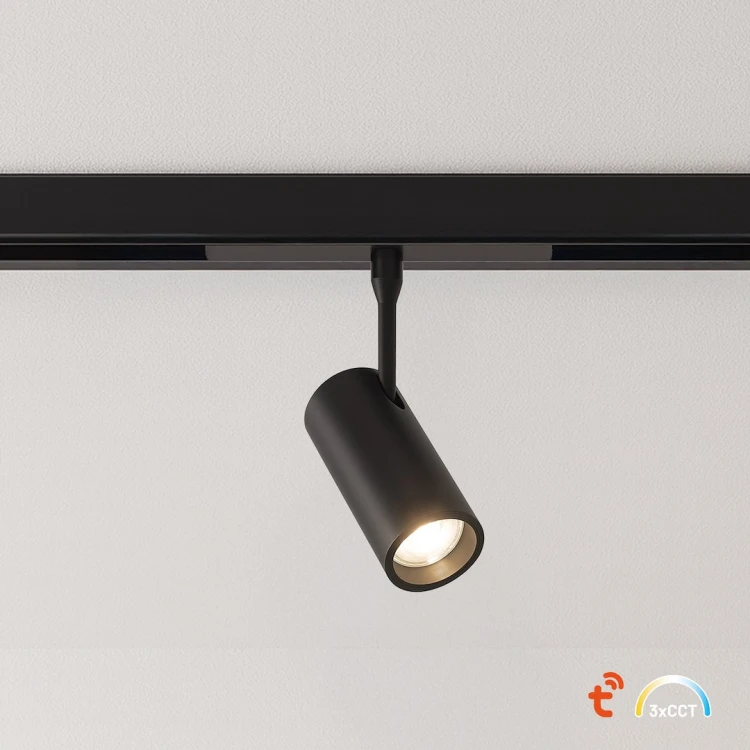 Minimalistyczny reflektor do systemu szynowego 48V LED 6W oferuje 360 lm i skupione światło 24°. Doskonały do podświetlenia dekoracji, ścian i stref funkcjonalnych. Regulacja barwy i ściemnianie zwiększają komfort użytkowania.