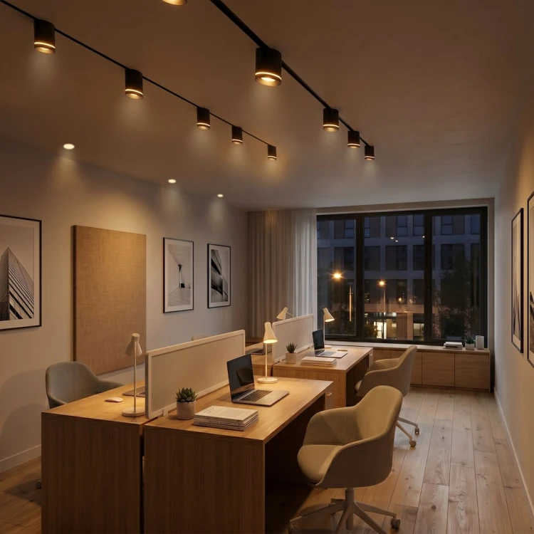 Nowoczesny downlight LED 6W do systemu szynowego 48V oferuje 360 lm i skupione światło 24°. Regulacja barwy 2700–4000K i ściemnianie pozwalają dopasować oświetlenie do każdego wnętrza.