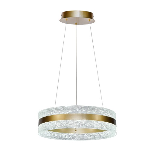 Lampa wisząca BLERA 24W LED w kolorze złotym to nowoczesny ring o średnicy 40 cm. Oferuje 1950 lm i funkcję CCT (3000K/4000K/6000K), pozwalając dopasować barwę światła. Idealna do salonu, jadalni i sypialni. Elegancki design i energooszczędne LED.