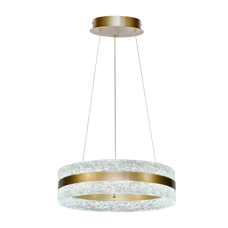 Lampa wisząca BLERA 24W LED w kolorze złotym to nowoczesny ring o średnicy 40 cm. Oferuje 1950 lm i funkcję CCT (3000K/4000K/6000K), pozwalając dopasować barwę światła. Idealna do salonu, jadalni i sypialni. Elegancki design i energooszczędne LED.