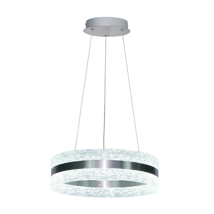 Lampa wisząca BLERA 24W LED w kolorze satynowego chromu to nowoczesny ring Ø40 cm. Oferuje 1950 lm i funkcję CCT (3000K/4000K/6000K), pozwalając dopasować barwę światła. Idealna do salonu, jadalni, sypialni i kuchni.