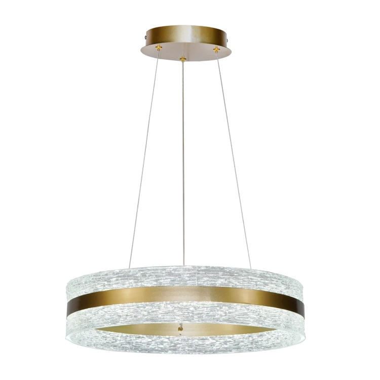 Lampa wisząca NELIA 35W LED złota to nowoczesny ring Ø60 cm. Oferuje 3350 lm i funkcję CCT (3000K/4000K/6000K), pozwalając dopasować barwę światła. Idealna do salonu, jadalni i kuchni w stylu glamour i modern.