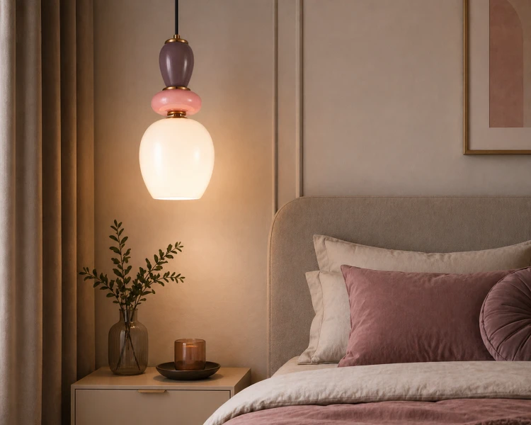 Nowoczesna lampa MARTELO Italux 1xE27 łączy złote wykończenie z modnymi pastelowymi akcentami. Szklany klosz tworzy przytulny klimat, idealny do wnętrz japandi, skandynawskich i minimalistycznych.