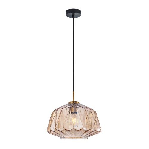 Lampa wisząca ANTITA Italux to stylowe oświetlenie z bursztynowym, szklanym kloszem i czarną konstrukcją. Idealna nad stół lub do salonu. Gwint E27 pozwala dobrać barwę światła. Średnica 30 cm i wysokość 108 cm zapewniają uniwersalne zastosowanie.