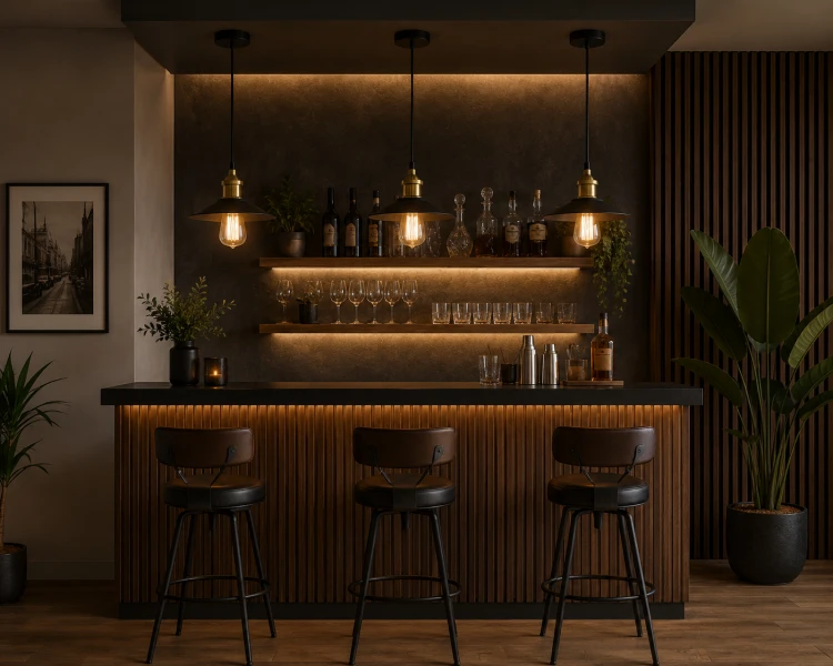 Stylowa lampa wisząca KERMIO Italux zachwyca minimalistyczną formą i industrialnym charakterem. Doskonale prezentuje się nad stołem, wyspą kuchenną lub barkiem, tworząc przytulny klimat vintage i loft.