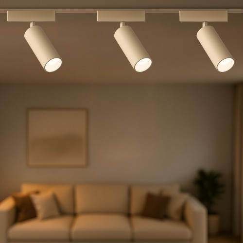 Nowoczesny reflektor Magnetic 9W LED biały do szyn magnetycznych 48V. Regulacja barwy światła 2700K-4000K, wysoki CRI>90 i sterowanie Tuya zapewniają komfortowe oświetlenie nowoczesnych wnętrz mieszkalnych i komercyjnych.