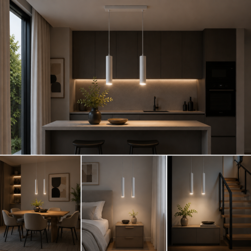 Nowoczesna lampa wisząca LAGOS 2xGU10 marki Sollux zachwyca prostą formą i eleganckim wyglądem. Smukłe cylindryczne klosze świetnie komponują się z wnętrzami loftowymi, skandynawskimi i minimalistycznymi. Idealna do kuchni lub jadalni.