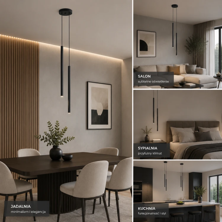 Nowoczesna lampa sufitowa PASTELO Sollux 2xG9 zachwyca prostą formą i eleganckim czarnym wykończeniem. Smukłe tuby tworzą stylowe oświetlenie do salonu, kuchni, jadalni oraz nowoczesnych przestrzeni loftowych.