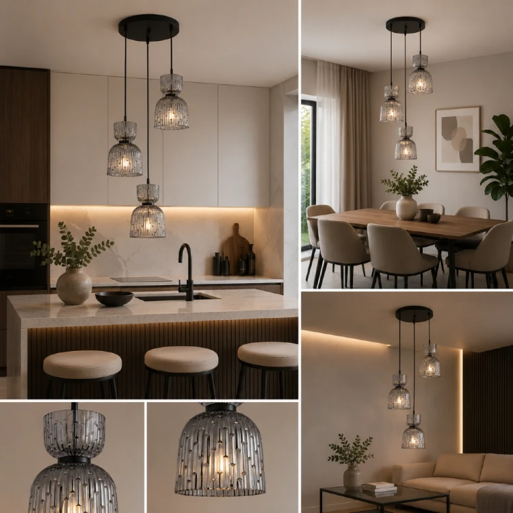 BALME Italux PND-3619-3A-BK-SG to elegancka lampa wisząca 3xE27 o dekoracyjnym wyglądzie. Dymione szkło subtelnie rozprasza światło, tworząc przytulny klimat w salonie, kuchni, jadalni lub nowoczesnym holu.