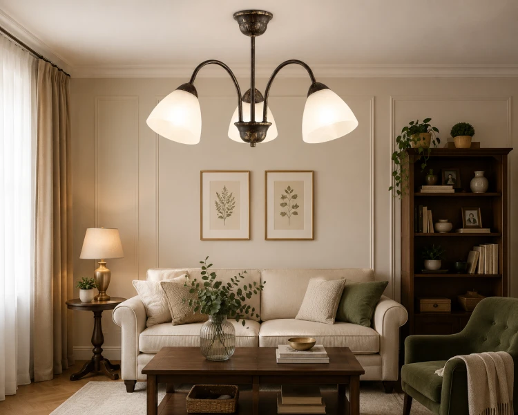 Stylowa lampa sufitowa Frida Lemir O3443 W3 BR łączy klasyczny design z funkcjonalnością. Trzy punkty światła E27 zapewniają dobre oświetlenie wnętrza, a eleganckie brązowe wykończenie podkreśla przytulny charakter aranżacji.