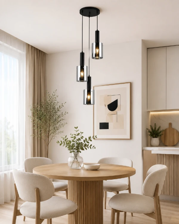 Nowoczesna lampa SARDO 3xE27 marki Italux zachwyca loftowym stylem oraz efektownymi kloszami z dymionego szkła. Minimalistyczna forma doskonale pasuje do wnętrz industrialnych, nowoczesnych i skandynawskich.