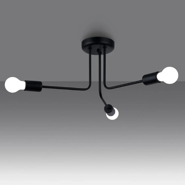 Lampa sufitowa NORAH SL.1450 o wymiarach 48x48x24,5 cm doskonale sprawdzi się w nowoczesnych aranżacjach. Minimalistyczna forma i czarne wykończenie nadają wnętrzu elegancji oraz loftowego charakteru.