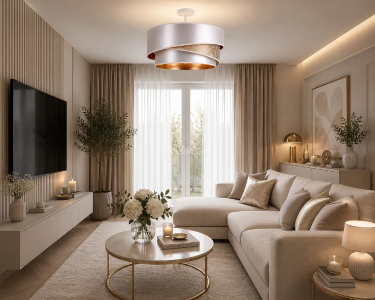 Nowoczesna lampa sufitowa KOBO to wyjątkowe oświetlenie inspirowane elegancją marmuru. Wielowarstwowy abażur w odcieniach szarości i bieli doskonale wpisuje się w aranżacje glamour, modern classic oraz minimalistyczne.