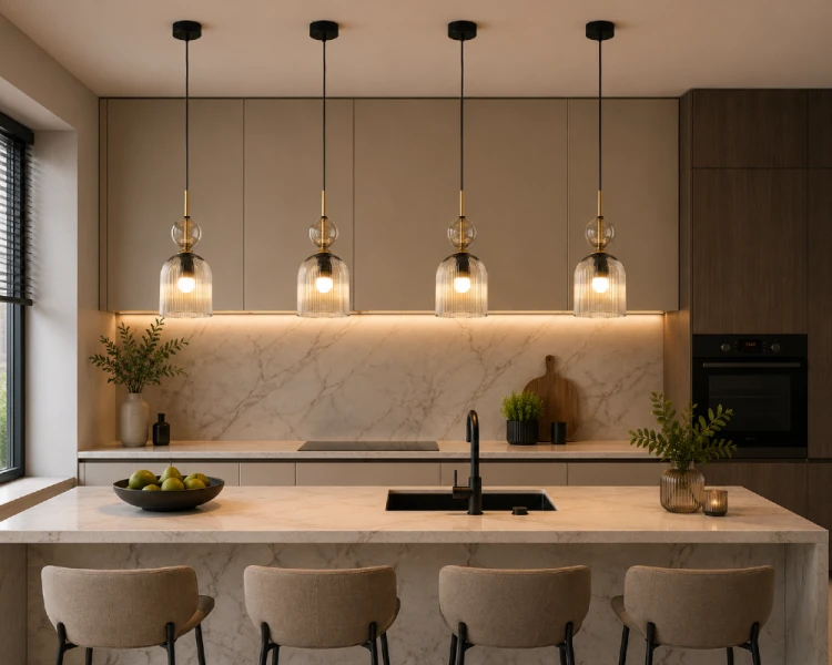 Nowoczesna lampa SOPHIA 1xE14 z ryflowanym szkłem cognac tworzy wyjątkowy klimat we wnętrzu. Eleganckie połączenie czerni, złota i szkła doskonale sprawdzi się w salonie, kuchni lub sypialni.