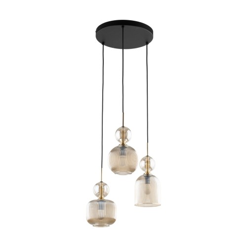 Lampa wisząca SOPHIA 3xE14 Cognac TK-Lighting 11041 zachwyca elegancką formą kaskady i ryflowanymi kloszami ze szkła w kolorze koniakowym. Idealna do salonu, jadalni oraz nowoczesnej klatki schodowej.