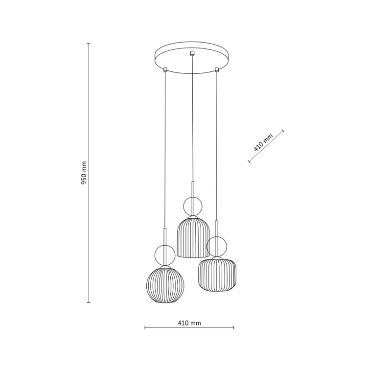 Nowoczesna lampa glamour SOPHIA 3xE14 z czarnym stelażem i ryflowanymi kloszami ze szkła w kolorze koniakowym to wyjątkowe oświetlenie do salonu, jadalni i klatki schodowej.