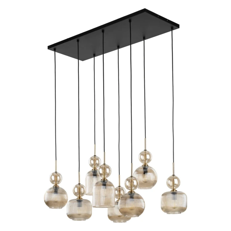 Lampa wisząca SOPHIA 8xE14 Cognac TK-Lighting 11045 zachwyca efektowną formą kaskady i ryflowanymi kloszami ze szkła w kolorze koniakowym. Idealna do salonu, jadalni oraz nowoczesnej klatki schodowej.