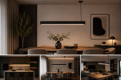 Lampa wisząca SPARK czarna Sollux SL.1395 to nowoczesne oświetlenie nad stół i wyspę kuchenną. Minimalistyczna forma, elegancka czerń oraz ciepła barwa światła 3000K tworzą przytulny klimat w salonie, kuchni i jadalni