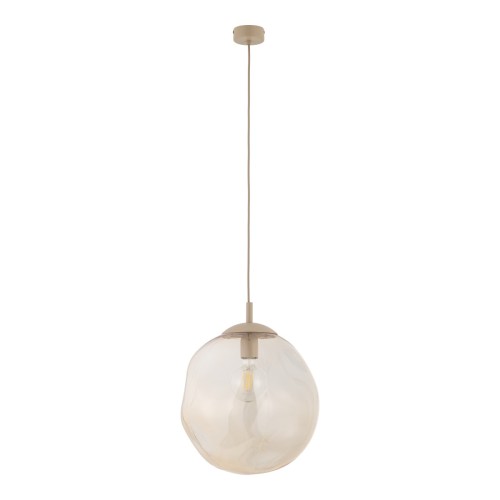 Lampa wisząca LAVA Savia beżowa 35 cm marki TK Lighting zachwyca organicznym szklanym kloszem i subtelną kolorystyką. Doskonale prezentuje się nad stołem w jadalni, wyspą kuchenną oraz w salonie urządzonym w stylu japandi lub skandynawskim.