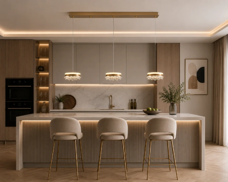 PRECIOSA ML1894 to nowoczesna lampa wisząca LED z trzema kloszami o średnicy 20 cm. Złota oprawa i kryształowe detale doskonale komponują się z wnętrzami glamour, modern classic i nowoczesnymi aranżacjami.
