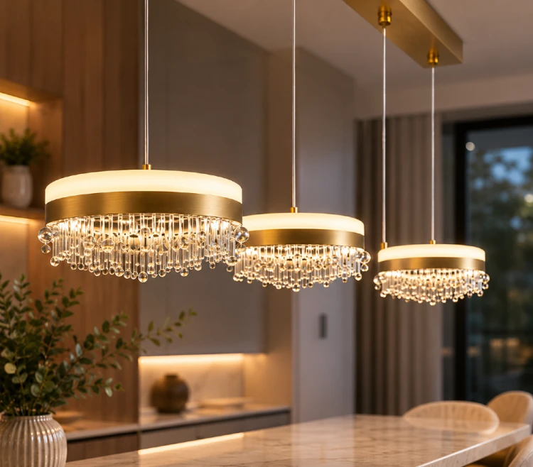 Lampa nad stół PRECIOSA ML1894 to połączenie luksusowego designu i nowoczesnej technologii LED. Regulowana wysokość, złota kolorystyka oraz dekoracyjne klosze sprawiają, że staje się centralnym punktem każdej jadalni.