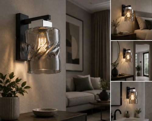 Lampa ścienna MERU z grafitowym kloszem i chromowanymi detalami podkreśli charakter nowoczesnych wnętrz. Kinkiet E27 sprawdzi się przy łóżku, lustrze lub w korytarzu. Elegancki design i wysoka jakość wykonania marki Lemir